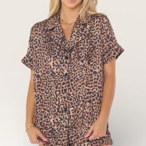 Show Me Your MuMu Slumber PJ HEATHER  Wild Cheetah Top Sz M Oversized